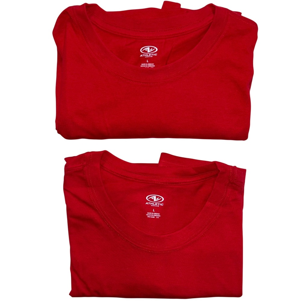 Athletic Works Mens L Red Moisture Wicking Tri-Blend Short Sleeve T-Shirts 2 New